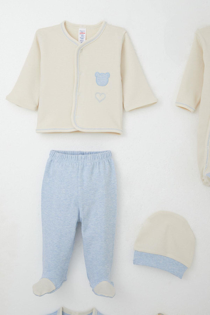 BRE Breeze Baby Boy Hospital Outfit 8 Piece & Heart Embroidered 0-3 Months, Cream - Angoulême