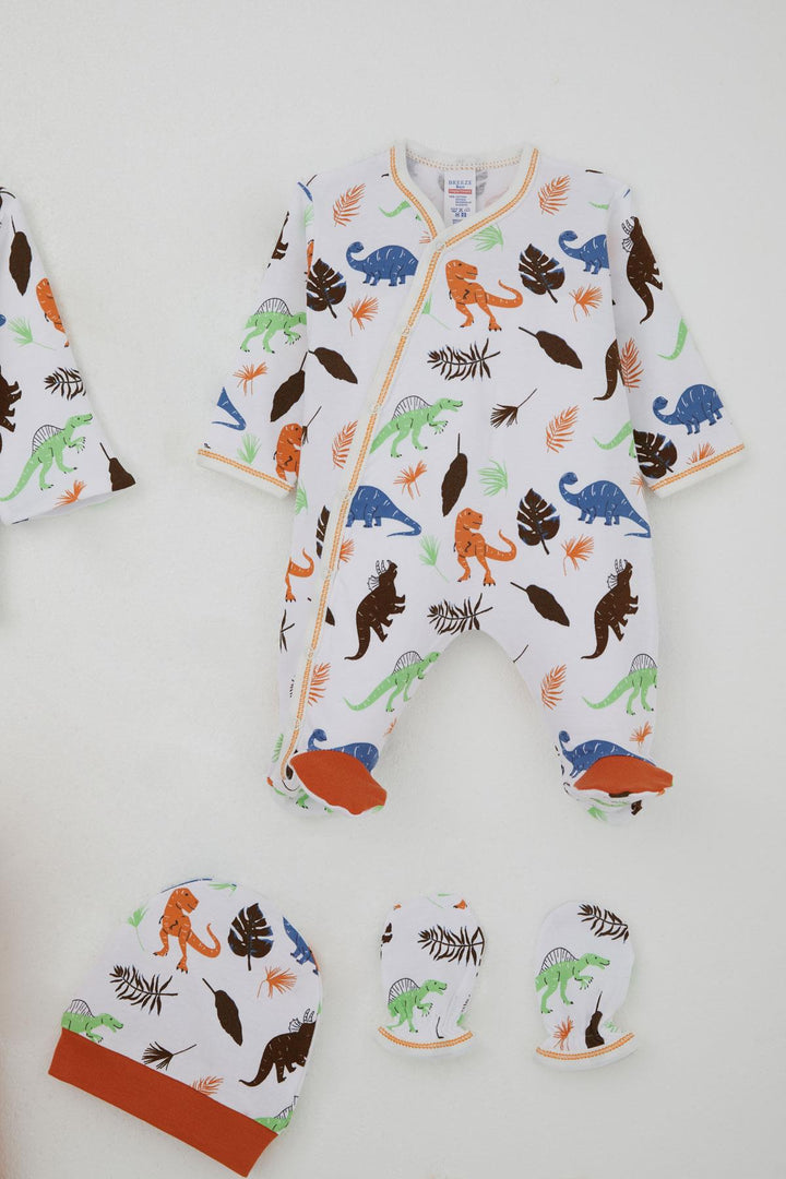 BRE Breeze Baby Boy Hospital Outfit 8 Piece Dinosaur Kingdom 0-3 Months, White - Marina di Carrara
