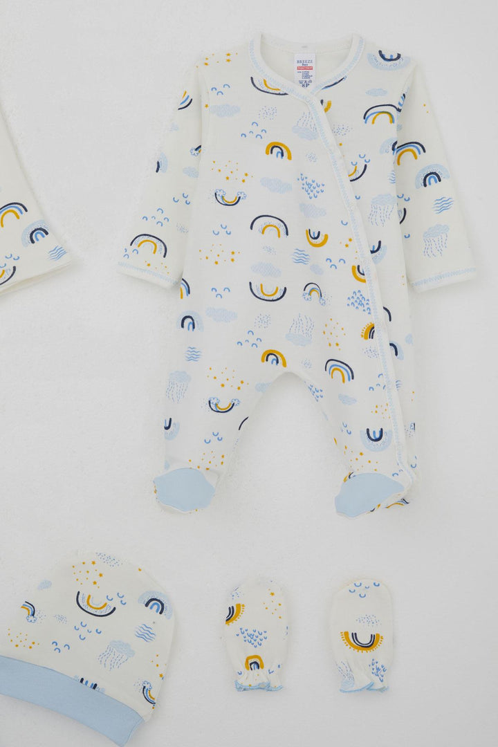 BRE Breeze Baby Boy Hospital Exit 8 Piece Sky Themed Cloud Patterned 0-3 Months, Ecru - Sicklerville