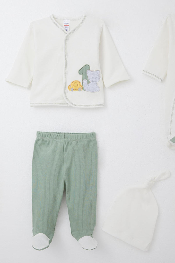 BRE Breeze Baby Boy Hospital Exit 8 Piece Patin Car Adventure 0-3 Months, Ecru - Flower Mound