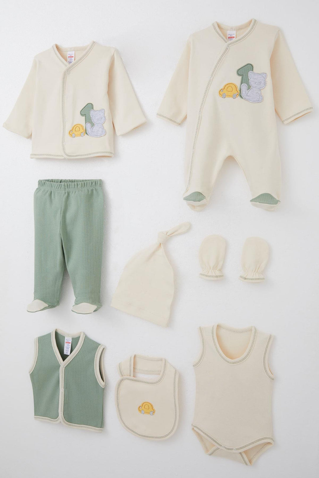 BRE Breeze Baby Boy Hospital Exit 8 Piece Skating Car Adventure 0-3 Months, Cream - Newton