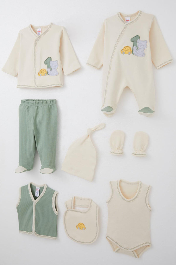 BRE Breeze Baby Boy Hospital Exit 8 Piece Skating Car Adventure 0-3 Months, Cream - Newton
