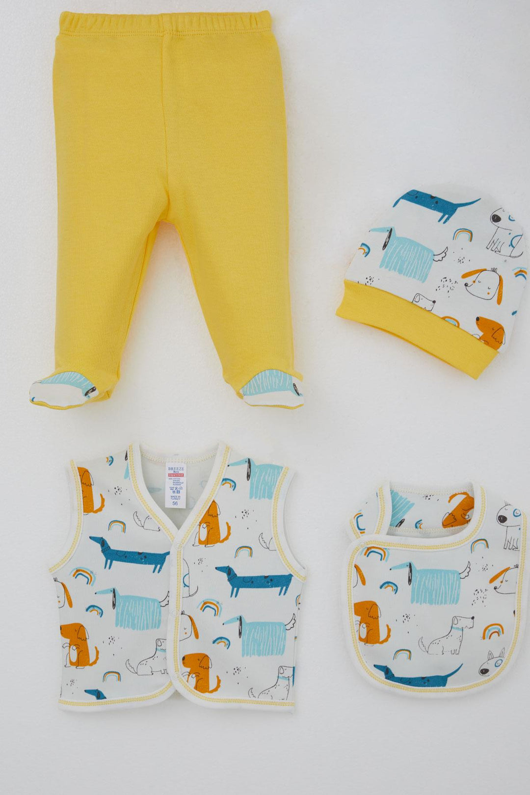 BRE Breeze Baby Boy Hospital Outfit 8 Cute Puppy Patterned 0-3 Months, Ecru - Rozzano