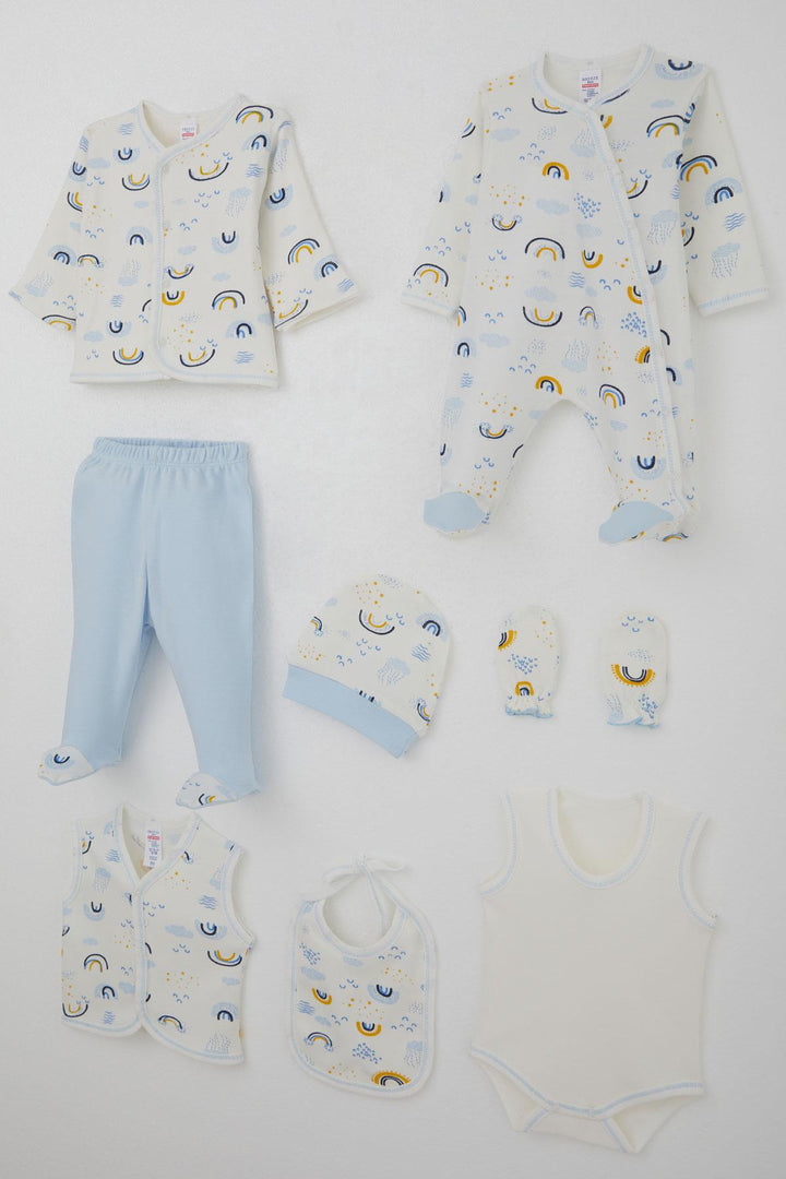 BRE Breeze Baby Boy Hospital Exit 8 Piece Sky Themed Cloud Patterned 0-3 Months, Ecru - Sicklerville