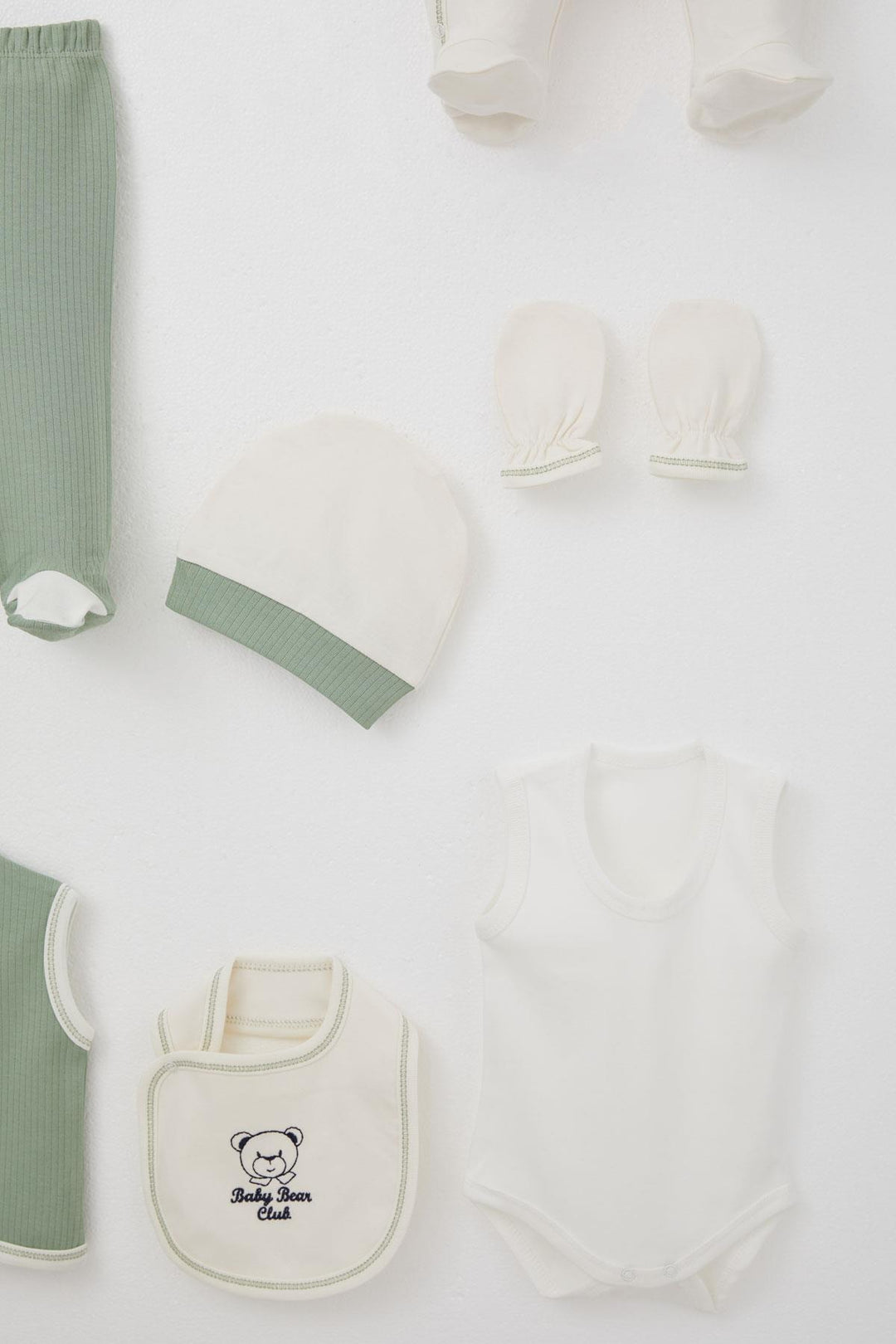 BRE Breeze Baby Boy Hospital Outfit 8 Piece Fixed Bow Tie Vest 0-3 Months, Ecru - Lodi