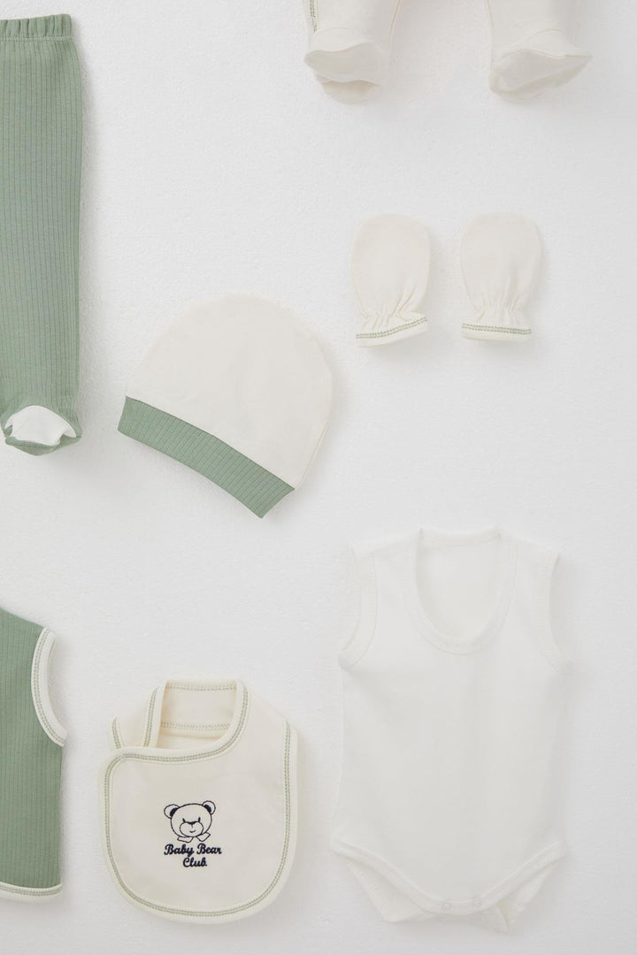 BRE Breeze Baby Boy Hospital Outfit 8 Piece Fixed Bow Tie Vest 0-3 Months, Ecru - Lodi