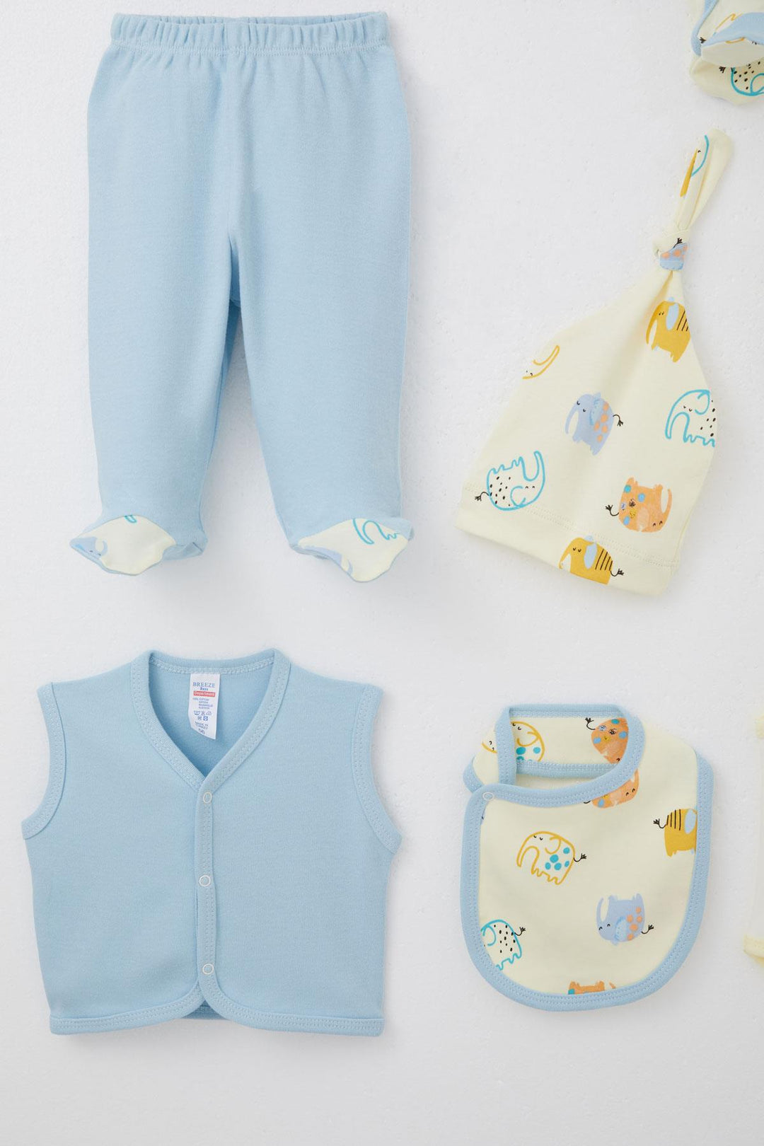 BRE Breeze Baby Boy Hospital Outfit 8 Piece Cute Elephant Patterned 0-3 Months, Yellow - Pátra