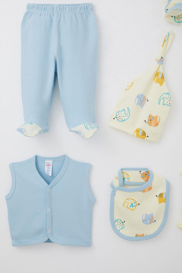BRE Breeze Baby Boy Hospital Outfit 8 Piece Cute Elephant Patterned 0-3 Months, Yellow - Pátra