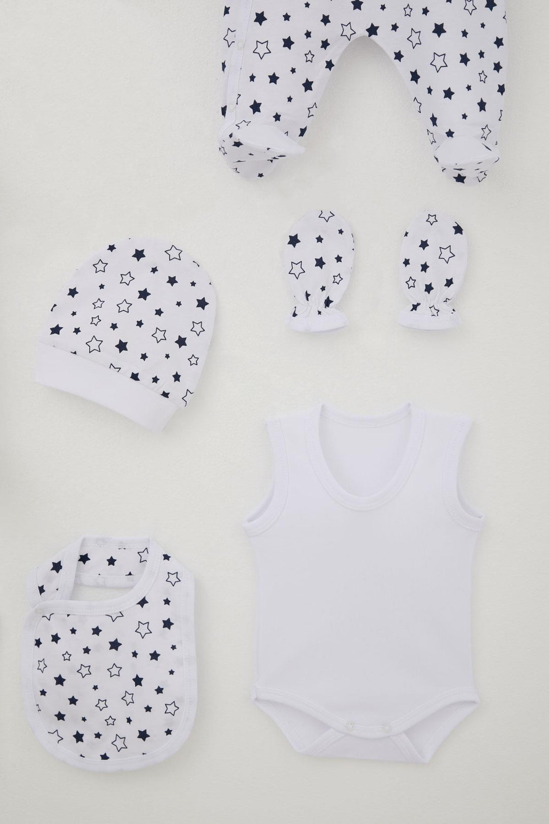 BRE Breeze Baby Boy Hospital Outfit 8-Piece Star Patterned 0-3 Months, White - Vercelli