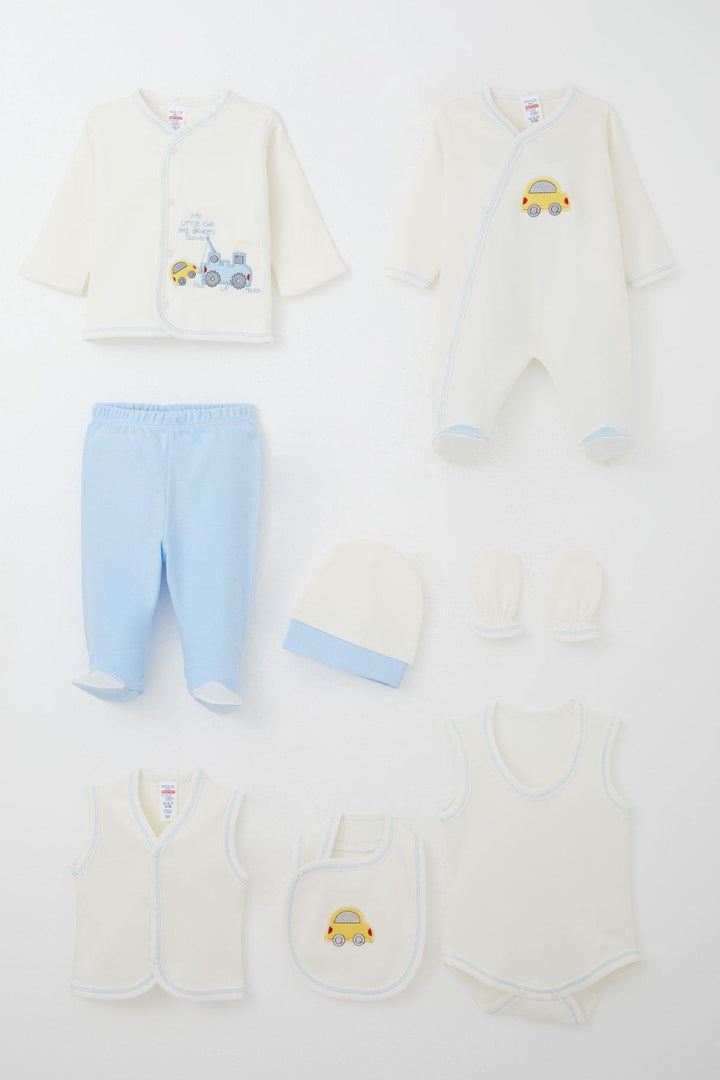 BRE Breeze Baby Boy Hospital Outfit 8 Piece Cute Little Tow Truck 0-3 Months, White - Norristown