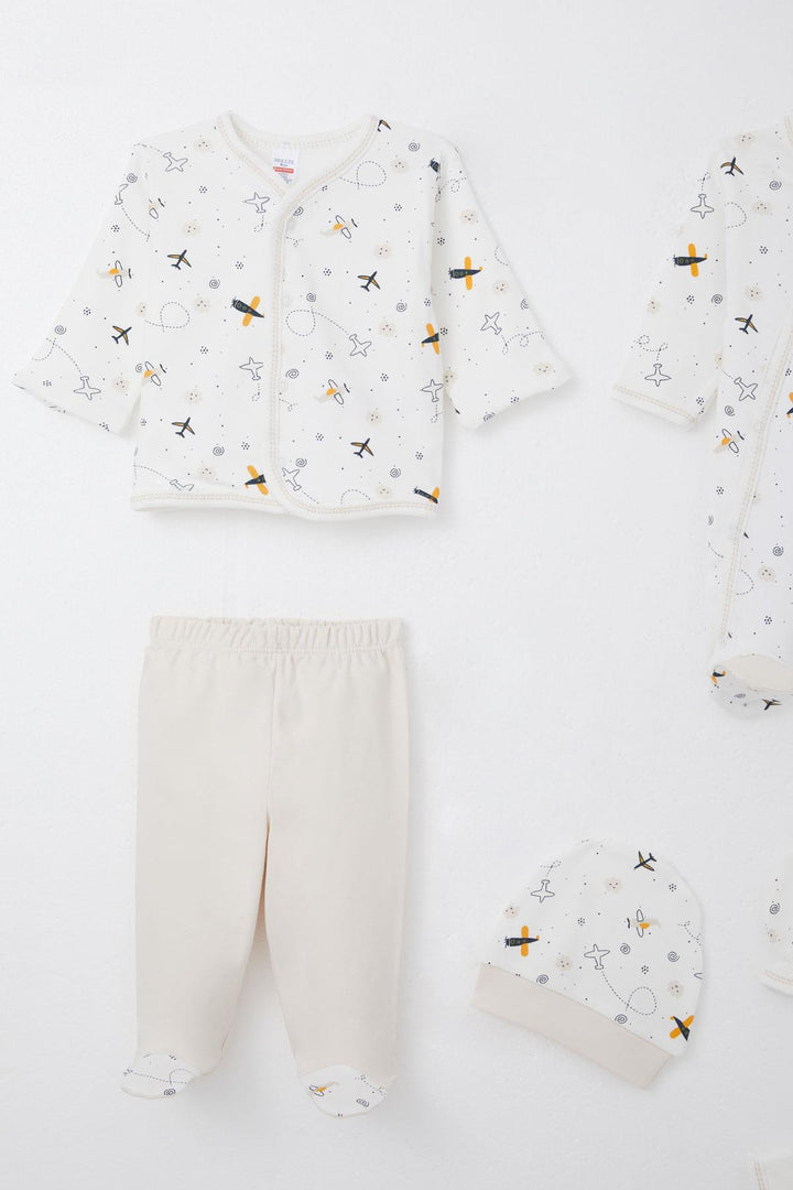 BRE Breeze Baby Boy Hospital Outfit 8 Piece Sky Explorer 0-3 Months, Ecru - Oakland