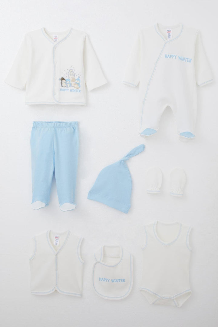 BRE Breeze Baby Boy Hospital Outfit 8 Piece Winter Themed Snowman Family 0-3 Months, White - Horad Zhodzina