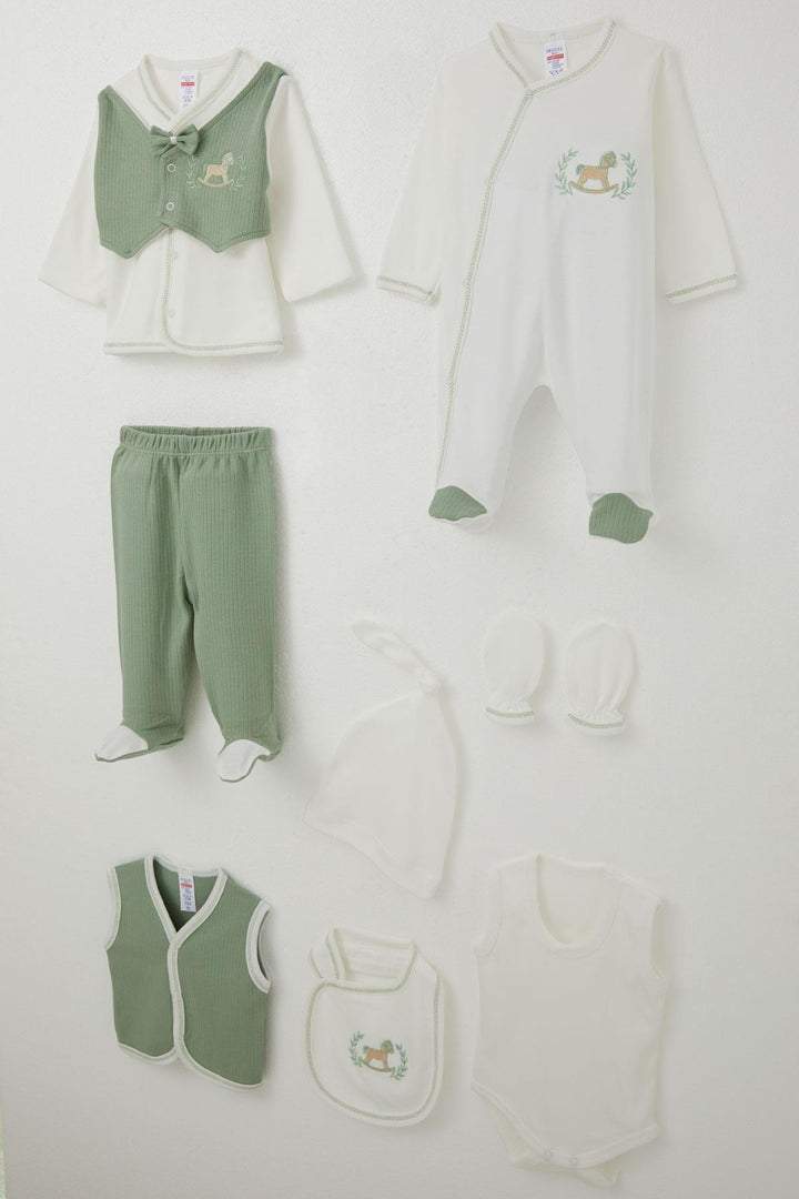BRE Breeze Baby Boy Hospital Outfit 8 قطع سترة ربطة عنق ثابتة 0-3 أشهر، إكرو - توتنهام
