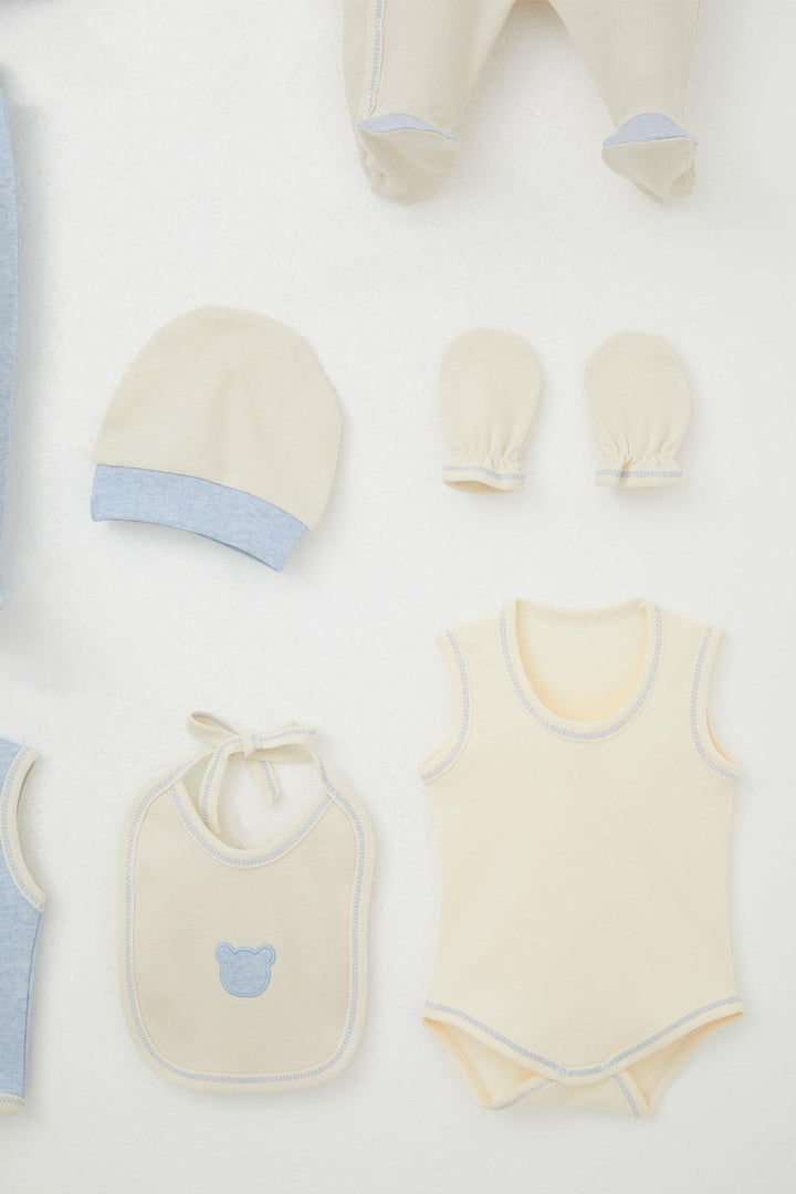 BRE Breeze Baby Boy Hospital Outfit 8 Piece & Heart Embroidered 0-3 Months, Cream - Angoulême