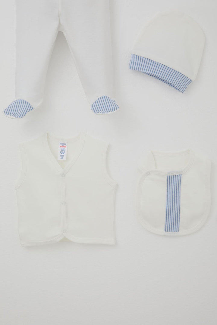 BRE Breeze Erkek Bebek Hastane Çıkışı 8 Li Sabit Papyonlu Yelekli 0-3 Ay, Ekru - Noordwijk