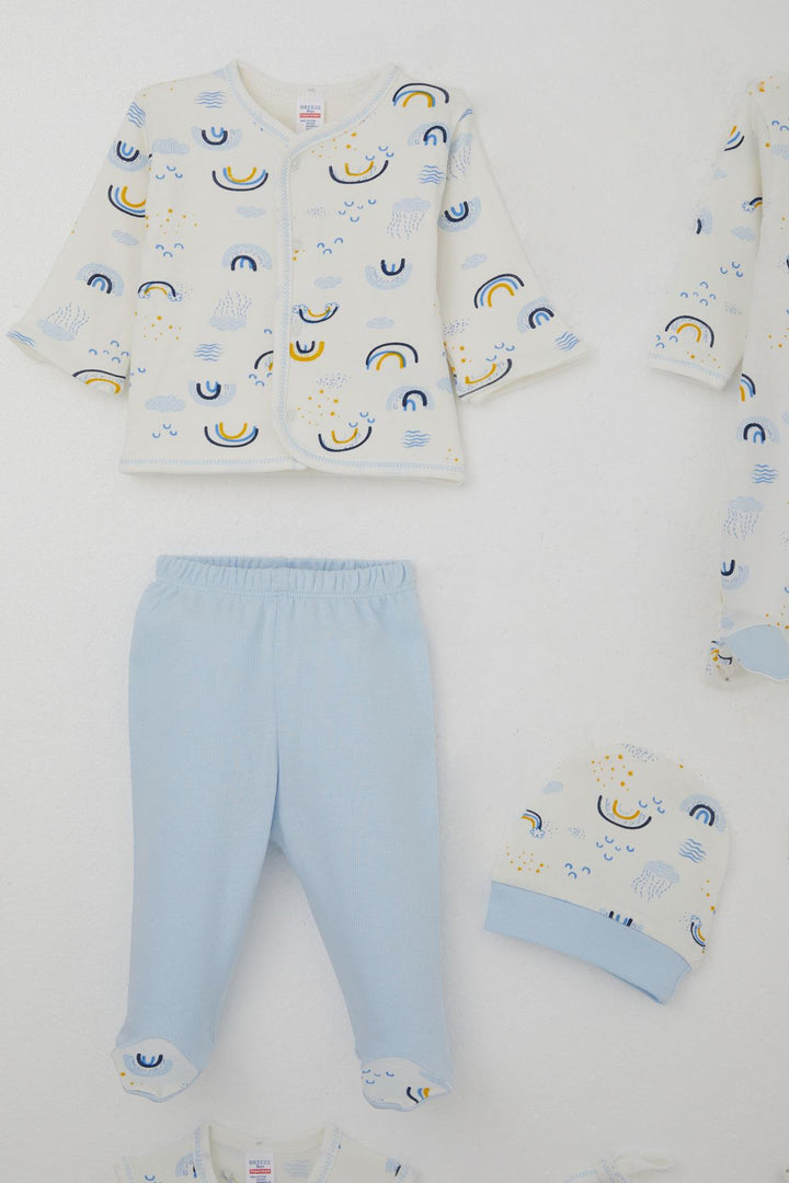 BRE Breeze Baby Boy Hospital Exit 8 Piece Sky Themed Cloud Patterned 0-3 Months, Ecru - Sicklerville