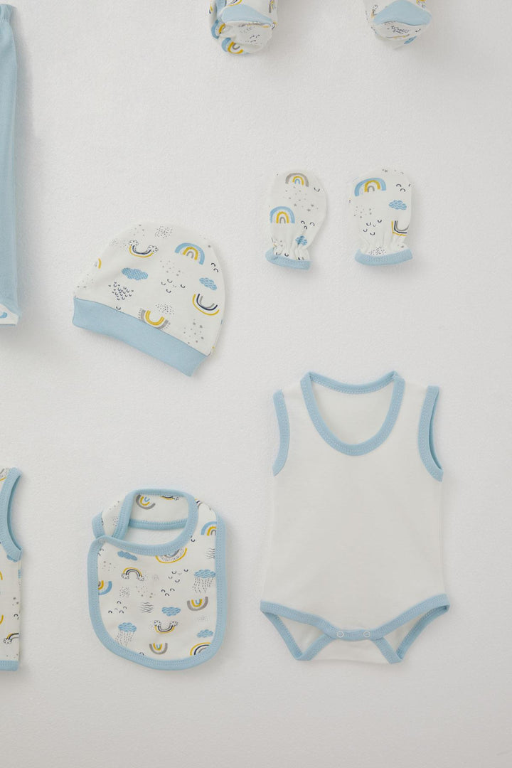 BRE Breeze Baby Boy Hospital Outfit 8 Piece Sky Themed 0-3 Months, White - Minsk