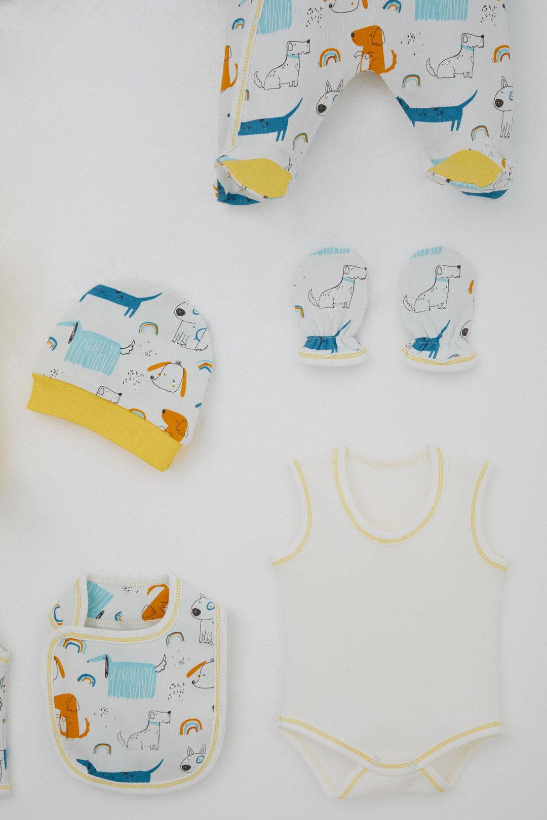 BRE Breeze Baby Boy Hospital Outfit 8 Cute Puppy Patterned 0-3 Months, Ecru - Rozzano