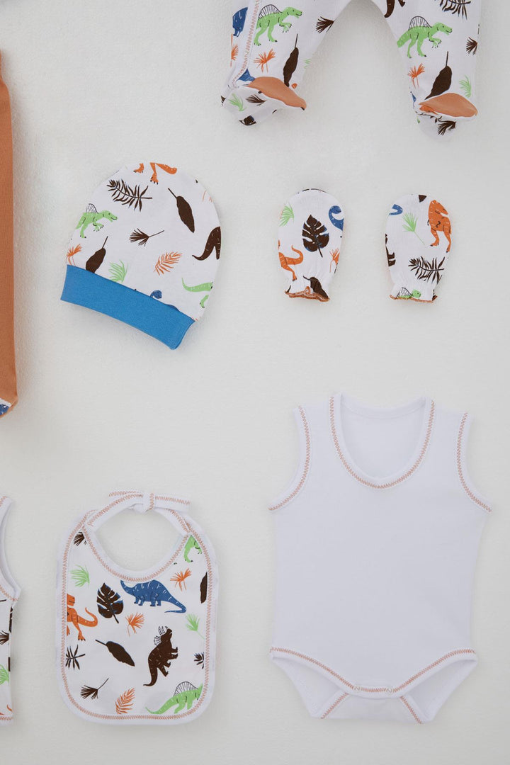 BRE Breeze Baby Boy Hospital Outfit 8 Piece Dinosaur Kingdom 0-3 Months, White - Dornbirn