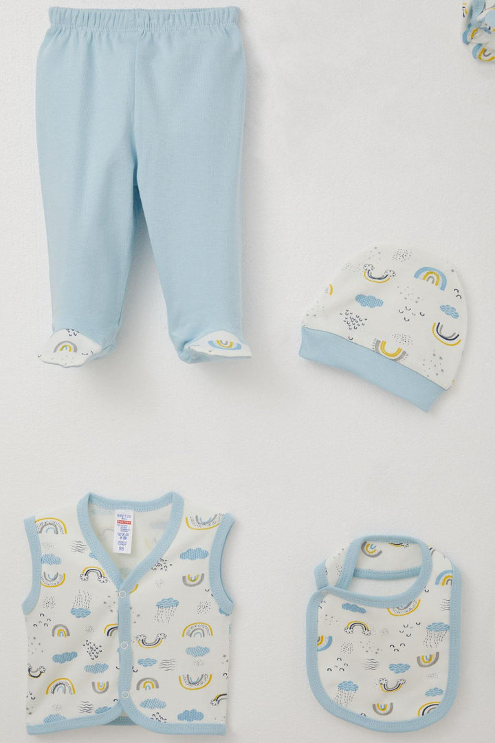 BRE Breeze Baby Boy Hospital Outfit 8 Piece Sky Themed 0-3 Months, White - Minsk