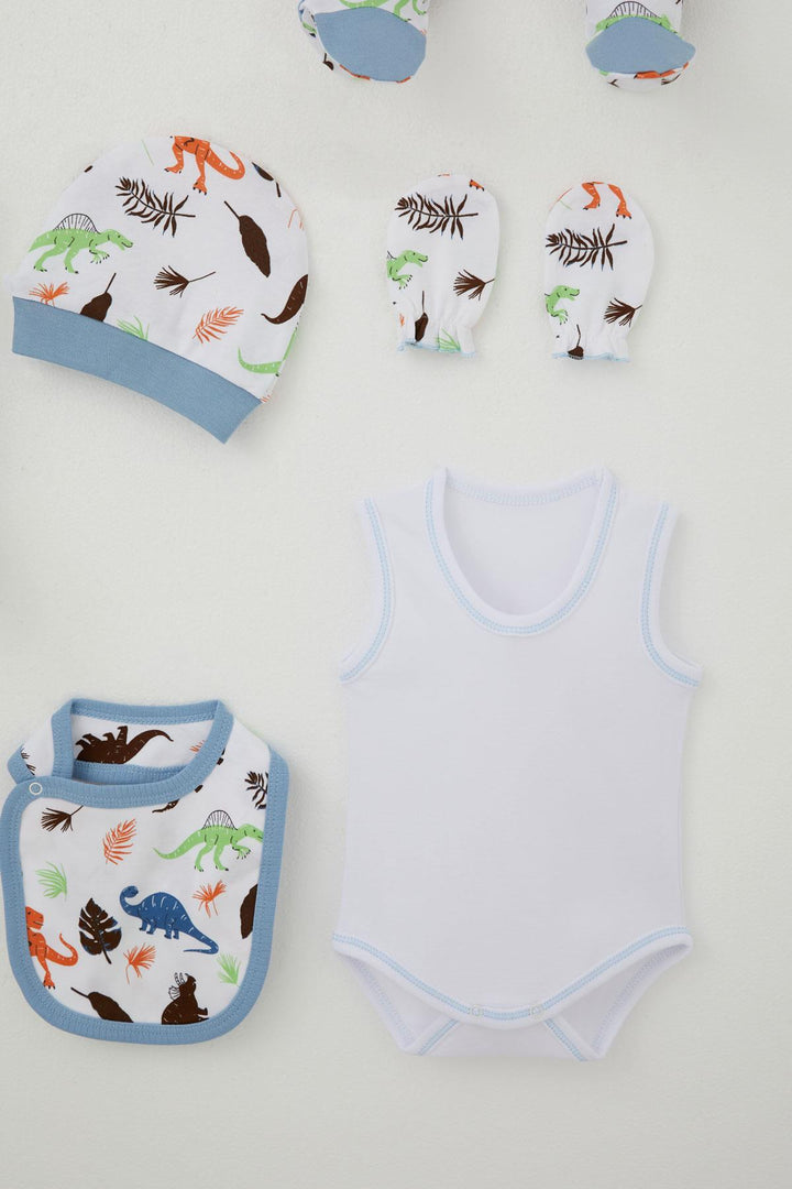 BRE Breeze Baby Boy Hospital Outfit 8 Piece Dinosaur Patterned 0-3 Months, White - Berdychiv
