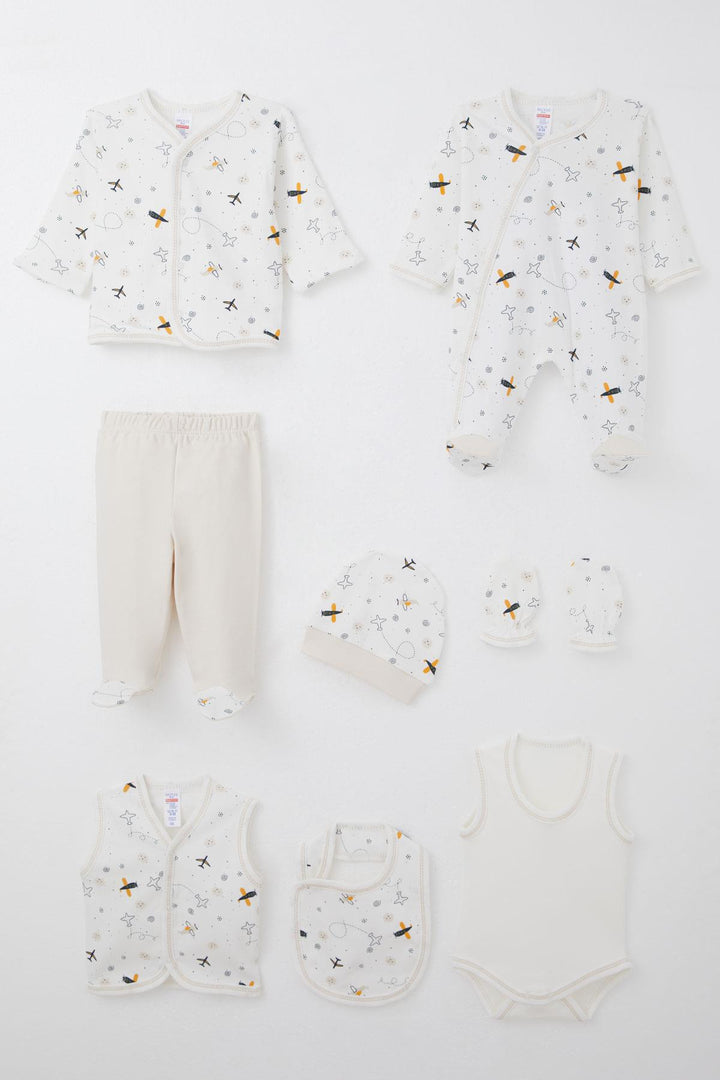 BRE Breeze Baby Boy Hospital Outfit 8 Piece Sky Explorer 0-3 Months, Ecru - Oakland