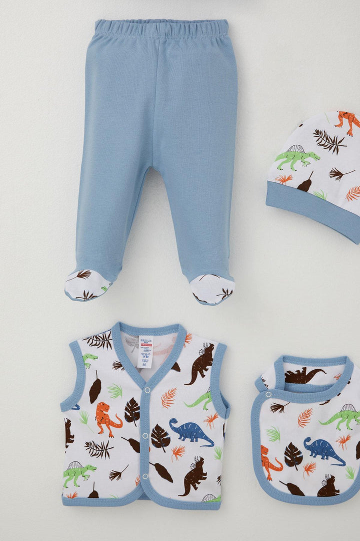 BRE Breeze Baby Boy Hospital Outfit 8 Piece Dinosaur Patterned 0-3 Months, White - Berdychiv