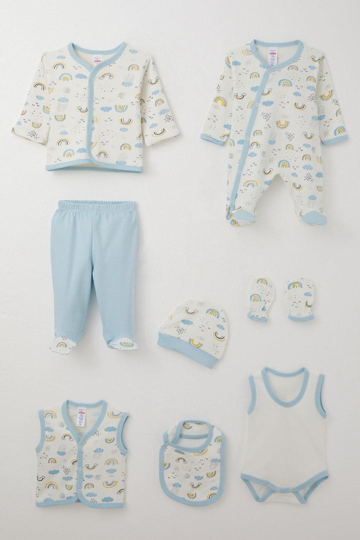 BRE Breeze Baby Boy Hospital Outfit 8 Piece Sky Themed 0-3 Months, White - Minsk