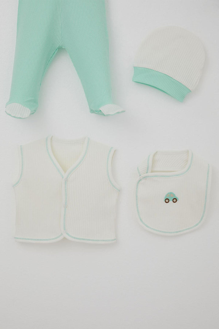 BRE Breeze Erkek Bebek Hastane Çıkışı 8 Li Renkli Araba Nakışlı 0-3 Ay, Ekru - Pomigliano d’Arco