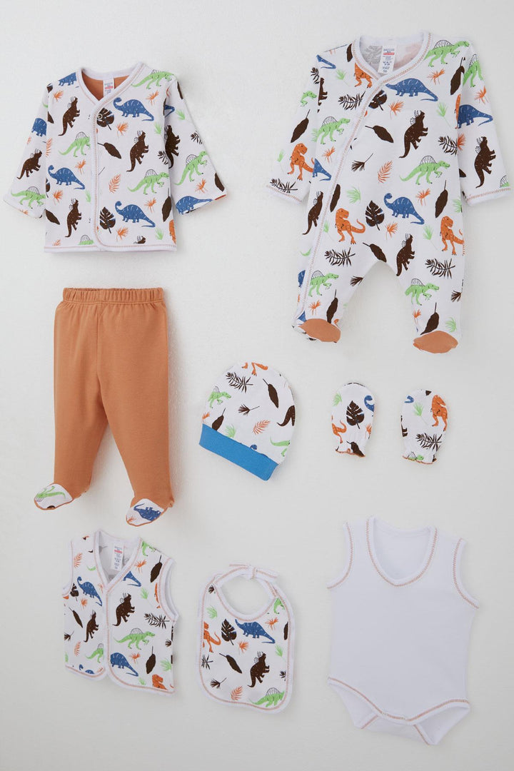 BRE Breeze Baby Boy Hospital Outfit 8 Piece Dinosaur Kingdom 0-3 Months, White - Dornbirn