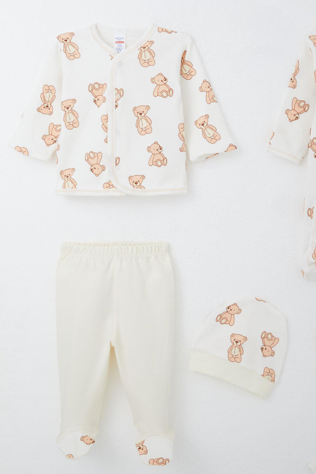 BRE Breeze Baby Boy Hospital Outfit 8 Piece Toy Bear Patterned 0-3 Months, White - Desio