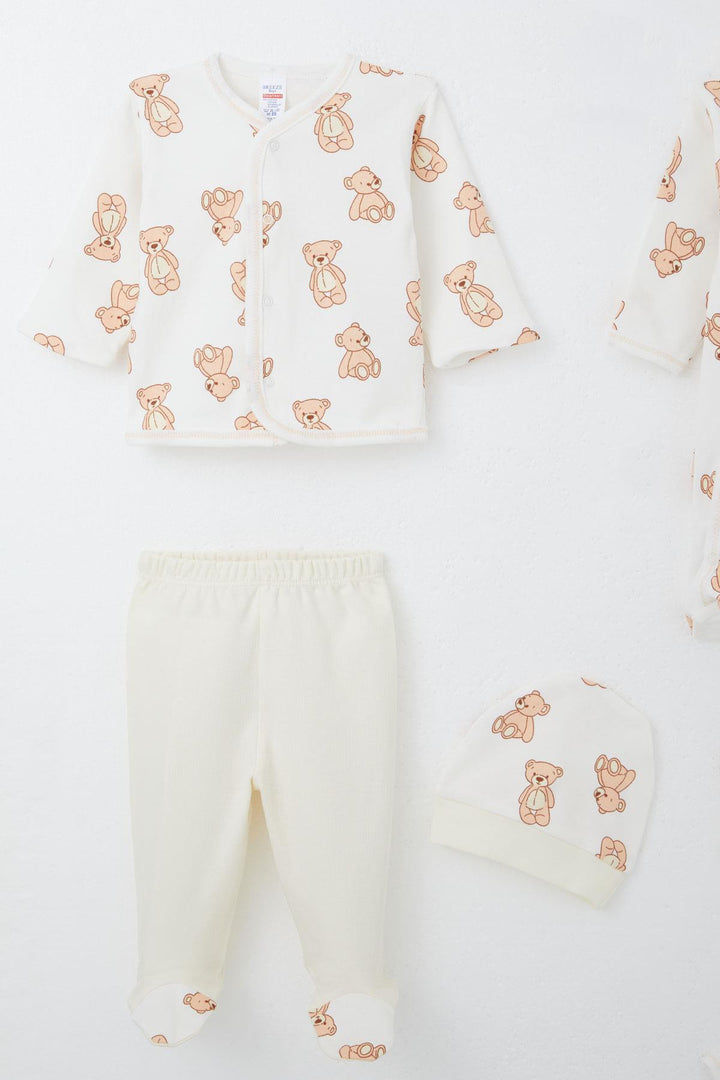 BRE Breeze Baby Boy Hospital Outfit 8 Piece Toy Bear Patterned 0-3 Months, White - Desio