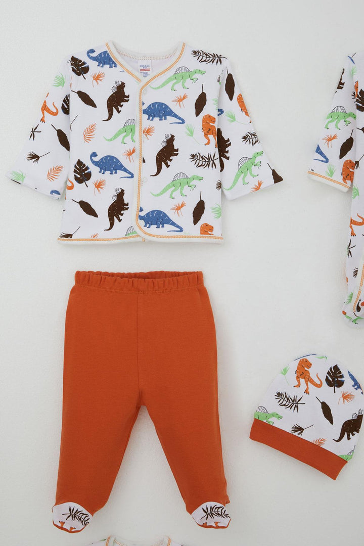 BRE Breeze Baby Boy Hospital Outfit 8 Piece Dinosaur Kingdom 0-3 Months, White - Marina di Carrara