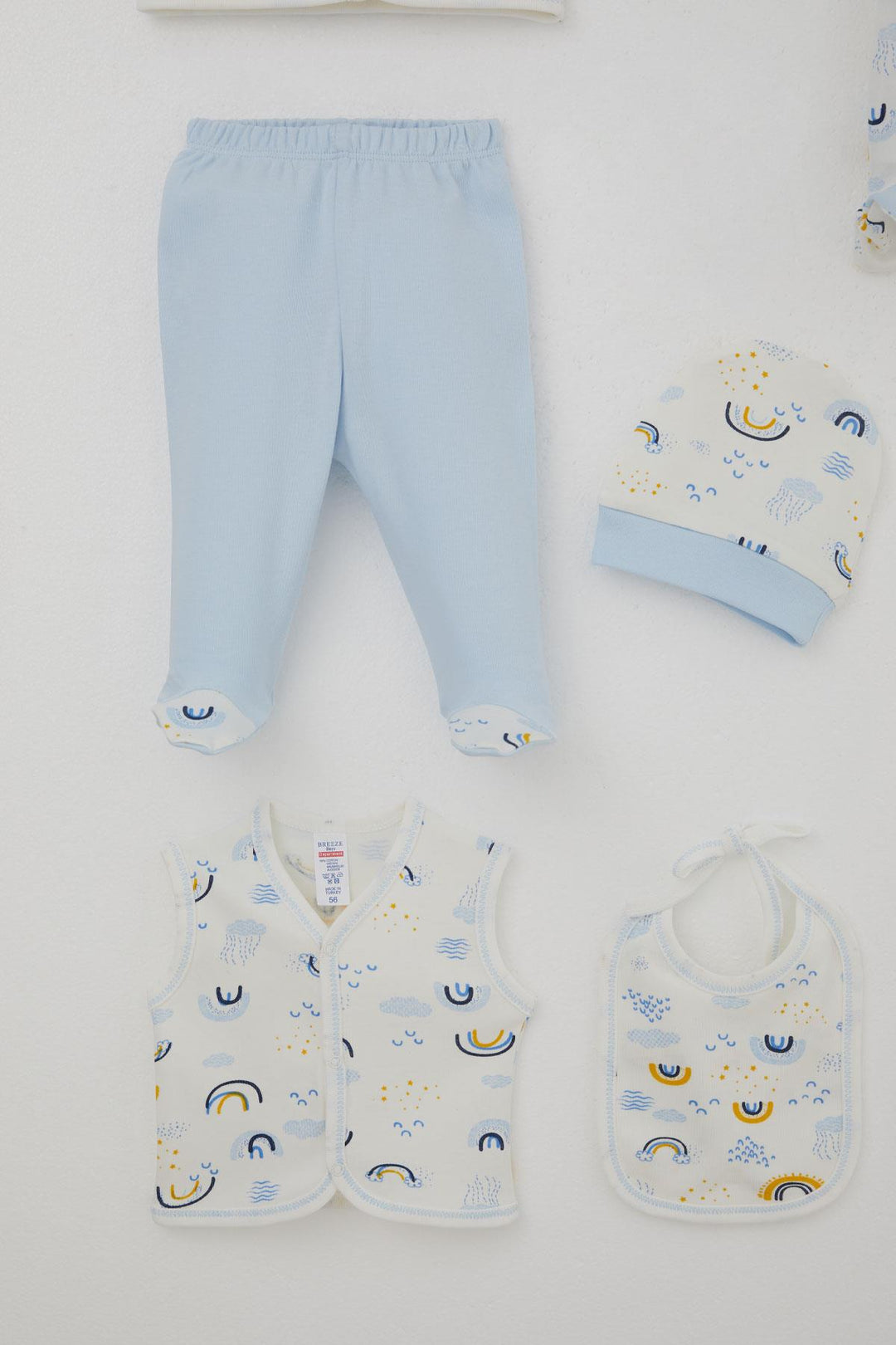 BRE Breeze Baby Boy Hospital Exit 8 Piece Sky Themed Cloud Patterned 0-3 Months, Ecru - Sicklerville