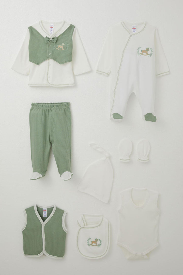 BRE Breeze Baby Boy Hospital Outfit 8 قطع سترة ربطة عنق ثابتة 0-3 أشهر، إكرو - توتنهام