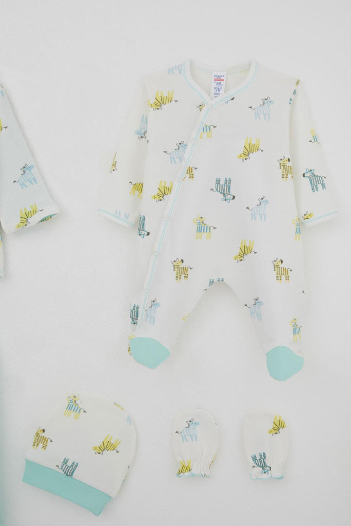 BRE Breeze Baby Boy Hospital Outfit 8 Piece Cute Baby Zebra Patterned 0-3 Months, Ecru - Ormond Beach