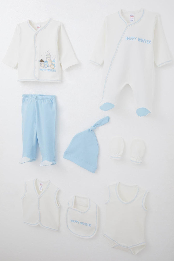 BRE Breeze Baby Boy Hospital Outfit 8 Piece Winter Themed Snowman Family 0-3 Months, White - Horad Zhodzina