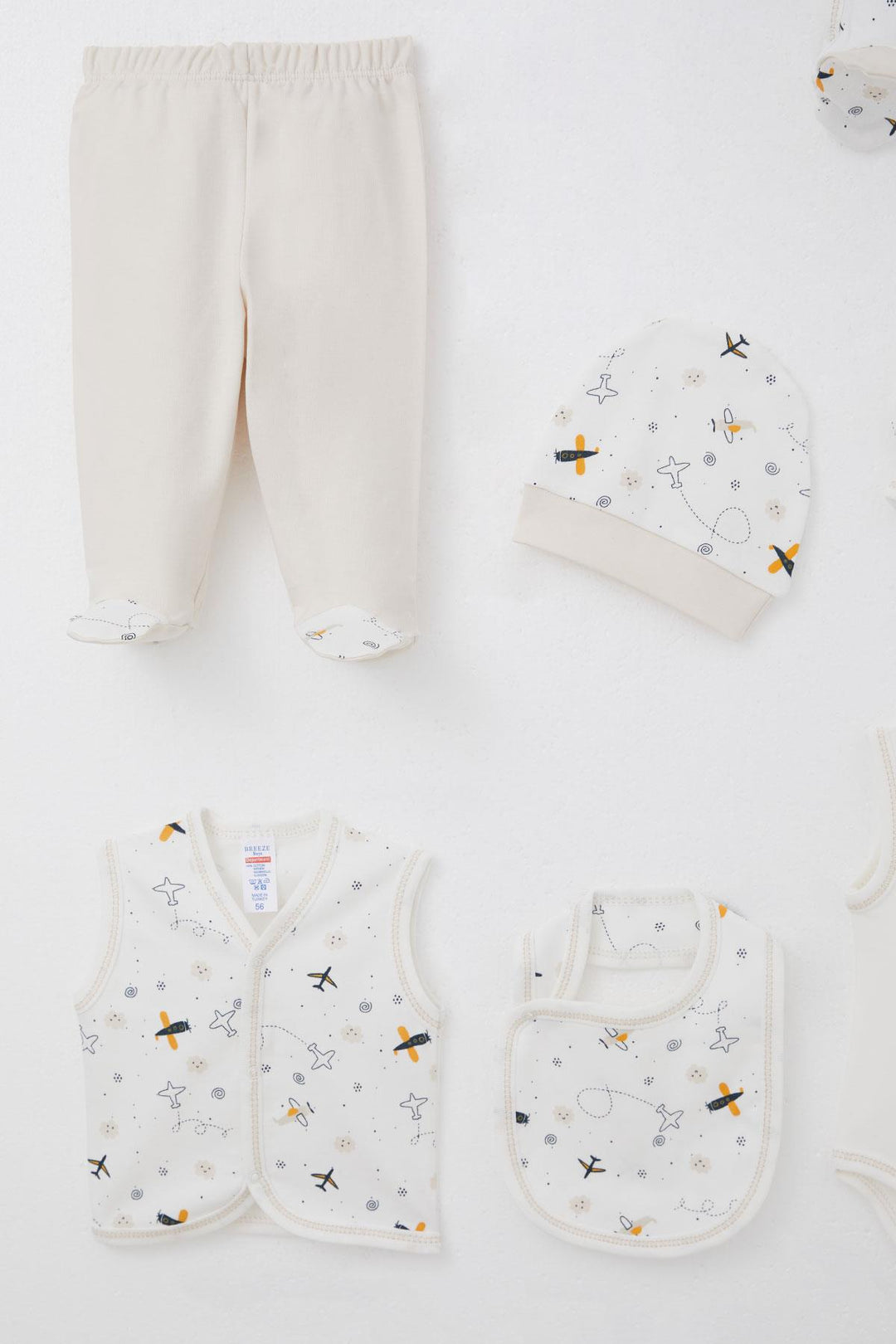 BRE Breeze Baby Boy Hospital Outfit 8 Piece Sky Explorer 0-3 Months, Ecru - Oakland