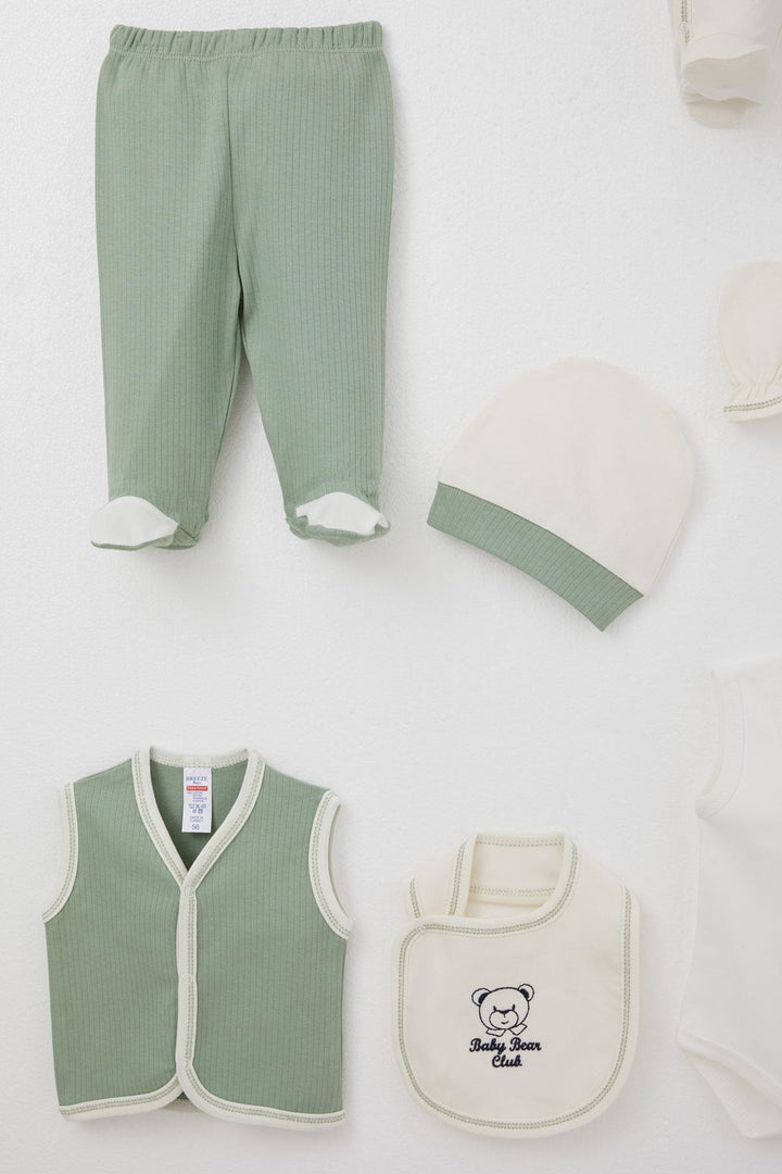 BRE Breeze Baby Boy Hospital Outfit 8 Piece Fixed Bow Tie Vest 0-3 Months, Ecru - Lodi