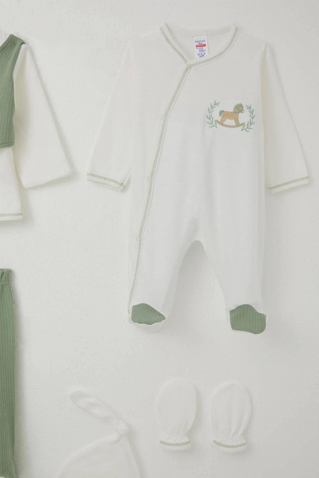 BRE Breeze Baby Boy Hospital Outfit 8 قطع سترة ربطة عنق ثابتة 0-3 أشهر، إكرو - توتنهام
