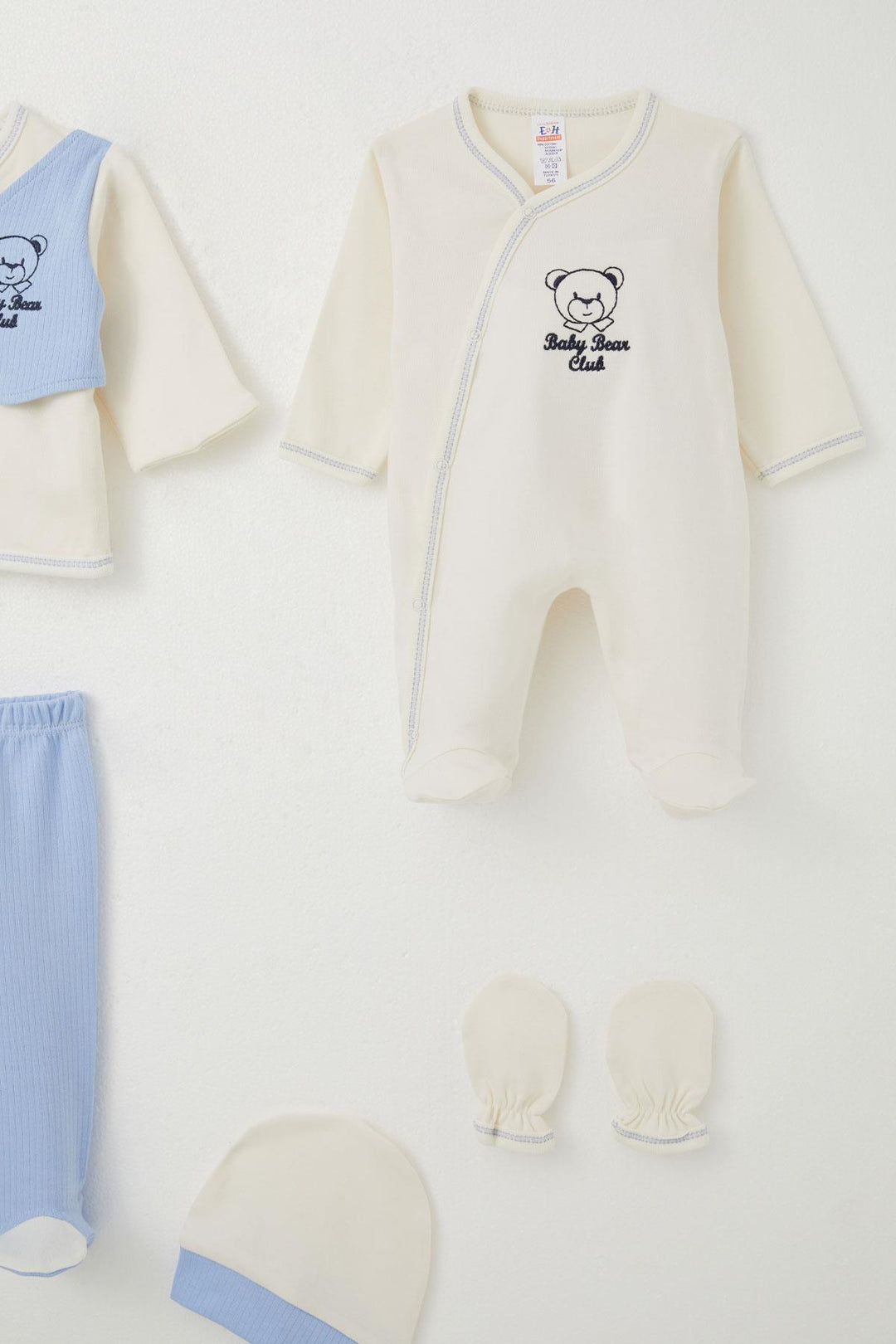 BRE Breeze Baby Boy Hospital Outfit 8 قطع سترة ربطة عنق ثابتة 0-3 أشهر، إكرو - أنزيو