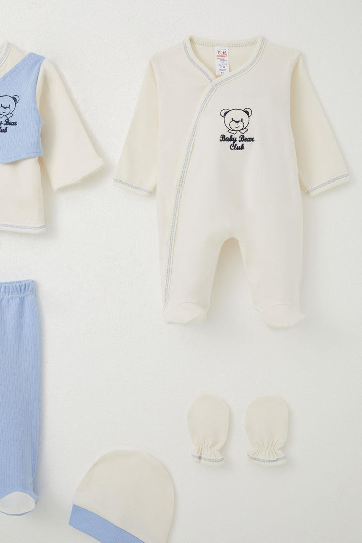 BRE Breeze Baby Boy Hospital Outfit 8 قطع سترة ربطة عنق ثابتة 0-3 أشهر، إكرو - أنزيو