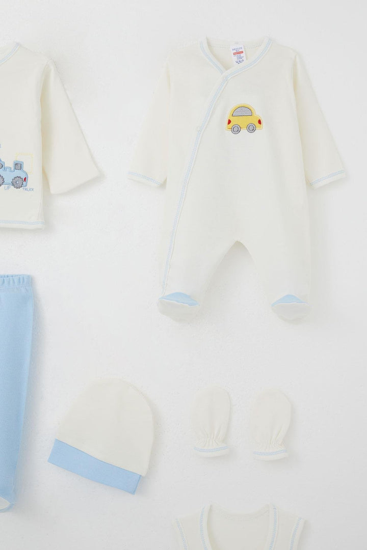 BRE Breeze Baby Boy Hospital Outfit 8 Piece Cute Little Tow Truck 0-3 Months, White - Norristown