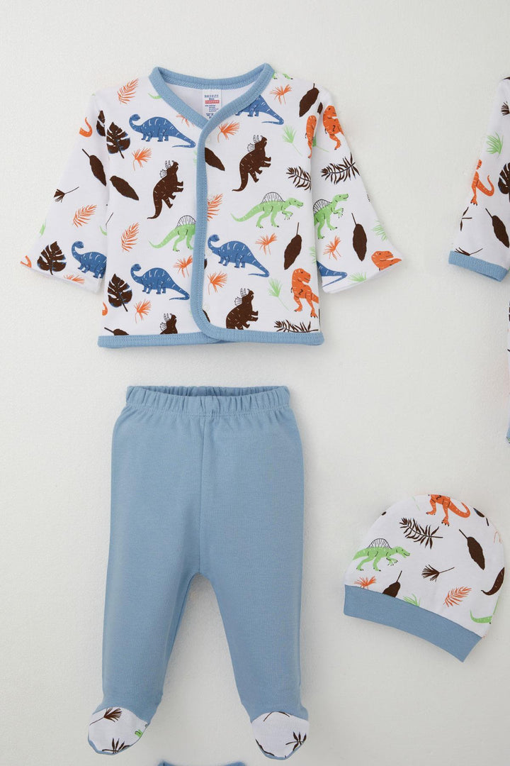 BRE Breeze Baby Boy Hospital Outfit 8 Piece Dinosaur Patterned 0-3 Months, White - Berdychiv