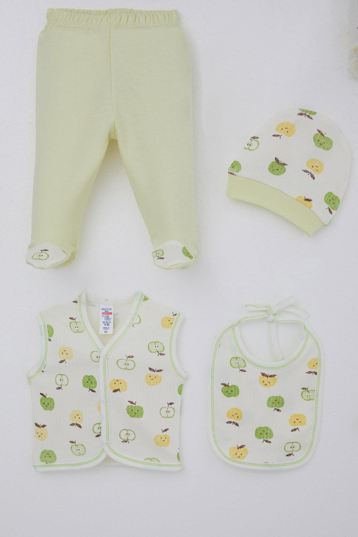 BRE Breeze Baby Boy Hospital Outfit 8 Pieces Cute Little Apple Patterned 0-3 Months, Ecru - Murfreesboro