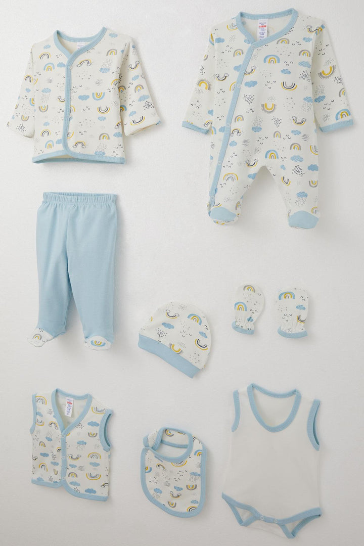 BRE Breeze Baby Boy Hospital Outfit 8 Piece Sky Themed 0-3 Months, White - Minsk