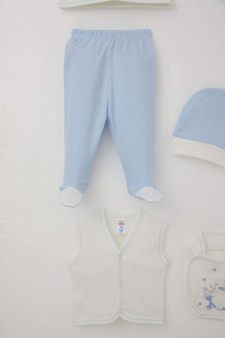 BRE Breeze Baby Boy Hospital Outfit 8 Piece Scooter King Kite Flying Bunny Embroidered 0-3 Months, White - Kozáni