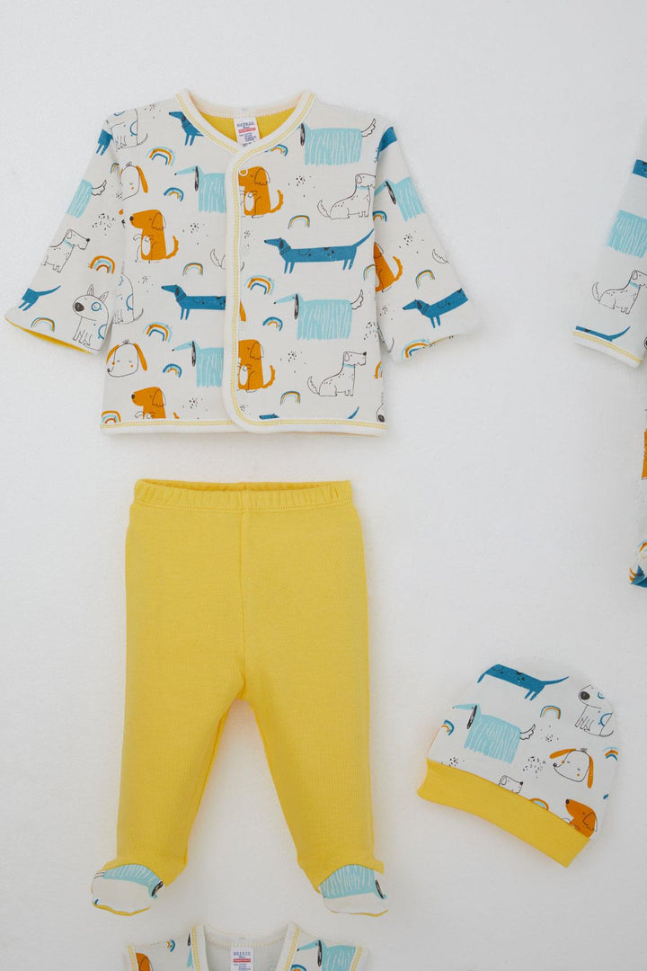 BRE Breeze Baby Boy Hospital Outfit 8 Cute Puppy Patterned 0-3 Months, Ecru - Rozzano