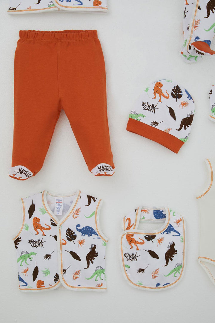 BRE Breeze Baby Boy Hospital Outfit 8 Piece Dinosaur Kingdom 0-3 Months, White - Marina di Carrara