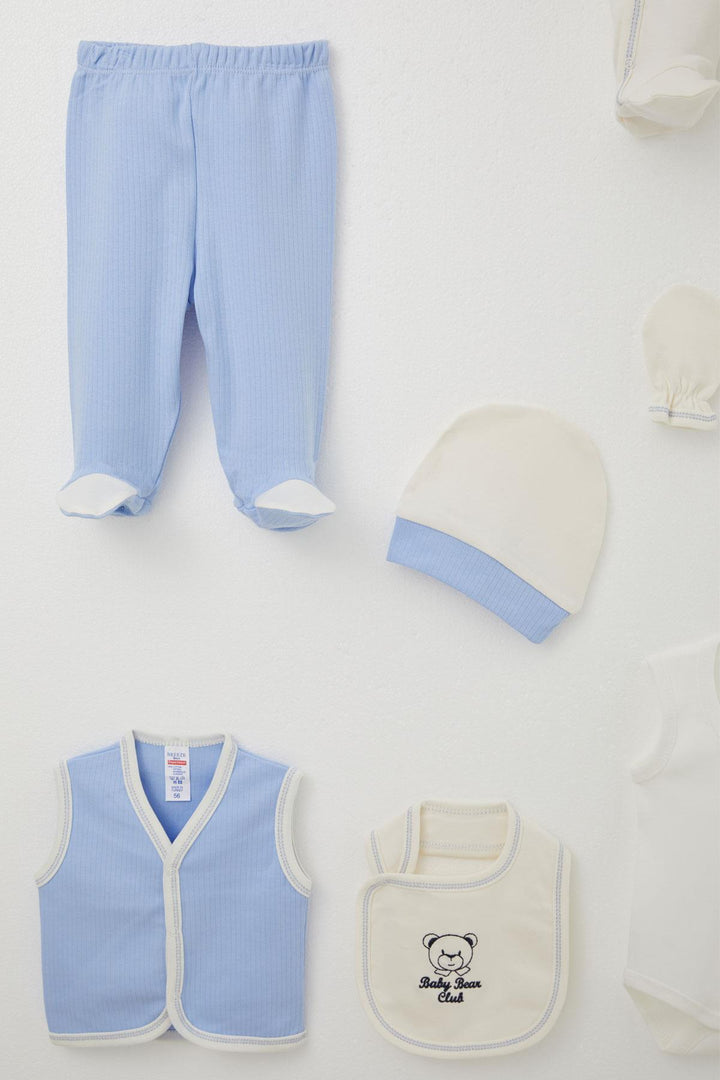 BRE Breeze Baby Boy Hospital Outfit 8 قطع سترة ربطة عنق ثابتة 0-3 أشهر، إكرو - أنزيو